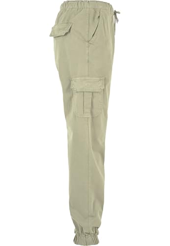 Urban Classics Damen High Waist Cargo Jogging Pants – Jogginghose im Regular Fit mit hohem Bund, Cargotaschen mit Knopfverschluss, Baumwolle mit Stretch für Streetwear und Freizeit,Summerolive,M