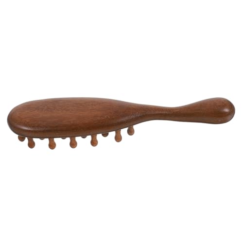 FOMIYES Sandalwood Scalp Massager Comb Wide Tooth Hair Brush Ergonomic Handle Facial Massage Tool Wooden Massager