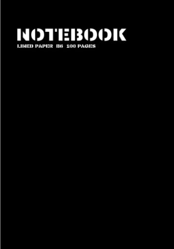 NOTEBOOK LINED PAPER B6 100PAGES: B6サイズ 横罫 無地 100ページ おしゃれメモ帳 カラー表紙シリーズ 2 Black