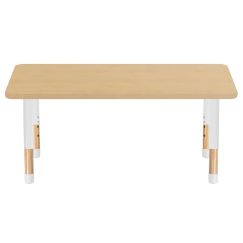 Image of 24 inch x 48 inch Rectangle Kids Classroom Table with Adjustable Chunky Wood Legs