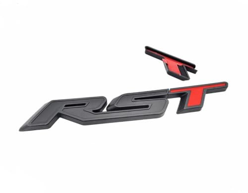 Image of 1Pc RST Tailgate Emblem Letter Badge Inserts Sticker Replacement for 2019 2020 2021 Silverado 1500 Tahoe Yukon SUV 4x4 (Overlay Matte Black Red)