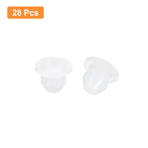 Image of uxcell 28Pcs Silicone Plugs, Rubber Round Snap in Locking Hole Plugs for 4.5mm Hole, Hole Stoppers Waterproof Hole Plug for Metal Tube, Furniture End Caps Inserts, Translucent