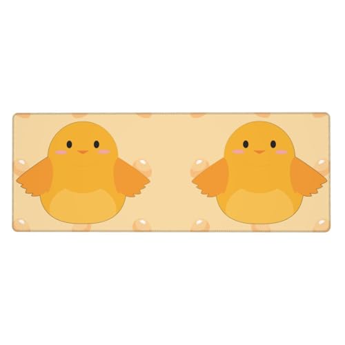 Tapis de clavier avec bords cousus durables et motif Cartoon Chick amusant 80x30cm