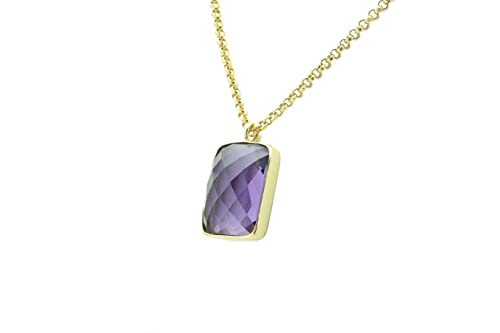 Collier en Or 18k améthyste violette pour éviter les allergies et sublimer votre décolleté