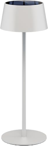 goobay Lampada da tavolo a LED a energia solare/dimmerabile, con controllo touch/lampada da tavolo a LED senza fili, per interni ed esterni, IP44, 150 lm e 3000 K, bianco caldo, USB-C, bianco / 73929