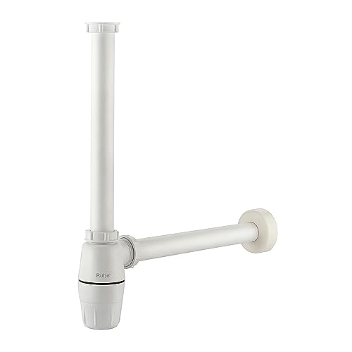 Image of Ruhe ABS Bottle Trap for Washbasins | Matte Finish Bottle Trap With Wall Flange and 12 Inches Pipe | Round | Ivory | Pack of 2
