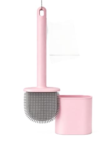 Image of Silicone Toilet Cleaning Brush Bathroom Cleaning Accessories Toilet Brush with Holder Stand Commode Cleaning Brush Closet Cleaning Brush Pot Cleaner Brush