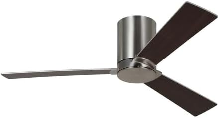 Generation Lighting 3RZHR44BS Rozzen 44" Damp Ceiling Fan with Remote, Brushed Steel