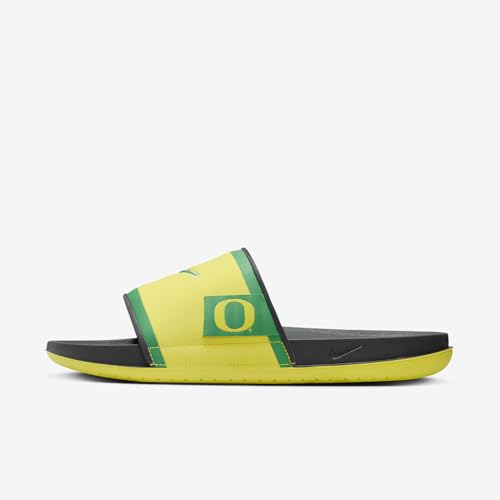 Nike College Offcourt (Oregon) Slides (FN4310-700, Yellow Strike/Dark Smoke Grey/Apple Green)2