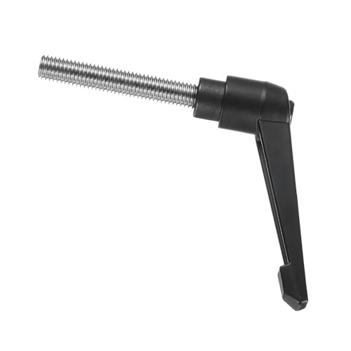 Image of uxcell Adjustable Clamping Lever Handle M10 x 55mm Metric 304 Stainless Steel Male Threaded Stud Hand Knobs Push Button Ratchet Rotating Screw Handles Bolts with Locking Lever Black