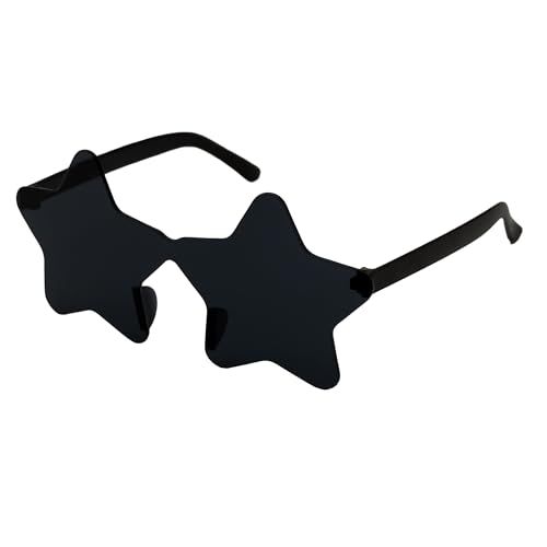 Gafas de Sol en forma de estrella, gafas de sol sin montura, Gafas diseño estrella, Gafas para disfraz, Gafas para fiesta, Gafas despedida de soltero/a, Gafas carnaval, Unisex, Negro