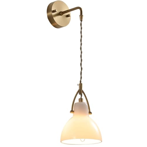 WxuuLTGJR Apliques de Pared Lámpara de Pared de Vidrio Lámpara de Porche Delantera de latón Lámpara de Montaje en Pared Regulable Cuerda de Cobre LED Diseño Creativo de Moda Vintage