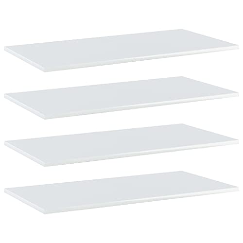 (Fast Delivery) Wall Mounted Floating Shelves, Display Ledge, Storage Rack For Room/ Kitchen /Office Bookshelf Boards 4 Pcs High Gloss White 31.5"X15.7"X0.6" Chipboard #TOP16