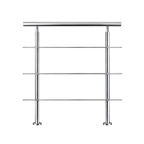 AICA Barandilla de escalera de acero inoxidable - pasamanos de escalera para interior y exterior escaleras, parapeto, balcón (120 cm 3 barras transversales ）