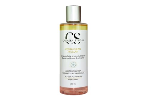 Carrera Studio Agua Micelar Bifásica HYDRA CLEAN 250 ml | Limpieza Facial Profunda | Aceite de Jojoba, Hamamelis y Manzanilla | Hidratante, Purificante y Calmante
