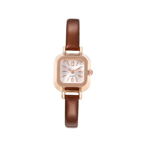 Image of carl vinson Women's Small Square Dial Quartz Watch | Slim Leather Strap Ladies Wristwatch | 22mm Dial