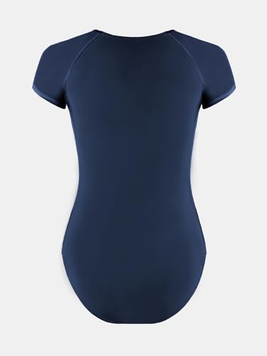 Image of CUPSHE One Piece Swimsuit for Women Mock Neck Zipper Short Sleeve Bathing Suit