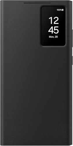 Image of Ultra-Hybrid for Samsung Galaxy S24 Ultra S-View Wallet Case - Protective Leather Cover with Smart Screen Display, Tap Control, Slim Design, and Built-in Card Holder Pocket Case (Black)