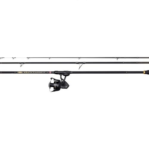 PENN Wrath II Surfcasting Combo, Combo Caña y Carrete de Pesca, Combos Spinning, Mar Pesca Surfcasting, Set de Pesca en Agua Salada para Surfcasting, Unisex, Negro, 3.96m, 0-250 g