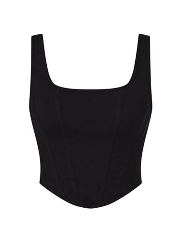 OYOANGLE Conjunto de 2 camisetas regatas femininas de verão com gola quadrada sem mangas e bainha as
