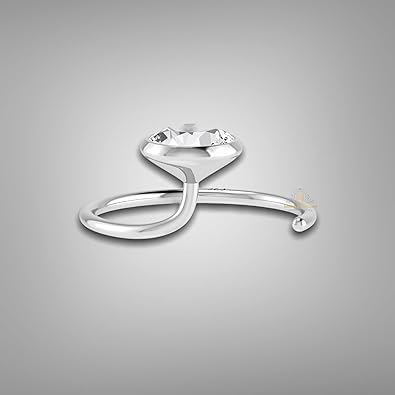 Image of SJ SHUBHAM JEWELLERS 92.5-925 Sterling Silver Round Shape White Cubic Zirconia Prong /Cup Setting Nose Pin Stud for Women Girls Size 2MM 3MM Size Pure Silver