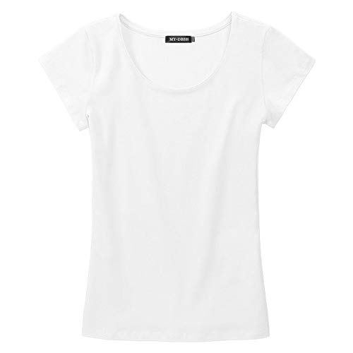3nh1Pc Women's Tees Tshirt Tops Short-Sleeve Summer-Style Casual Femininas Roupas Size: XXL; Material: Cotton White