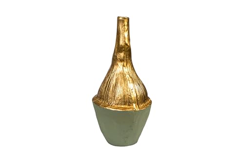Vase aluminium vert et doré incassable pour sécuriser votre déco de salon