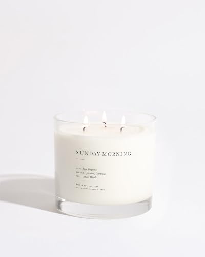 Brooklyn Candle Studio Sunday Morning Maximalist Candle - 3 Wick Scented Candle, Vegan Soy Wax, Hand Poured in The USA, 100 Hour Slow Burn Time - 27oz