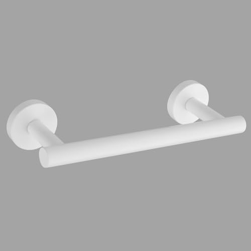 GERZWY Toallero de baño de 9 pulgadas SUS 304 de acero inoxidable, barra de toalla de baño moderna de estilo redondo, montaje en pared, color blanco