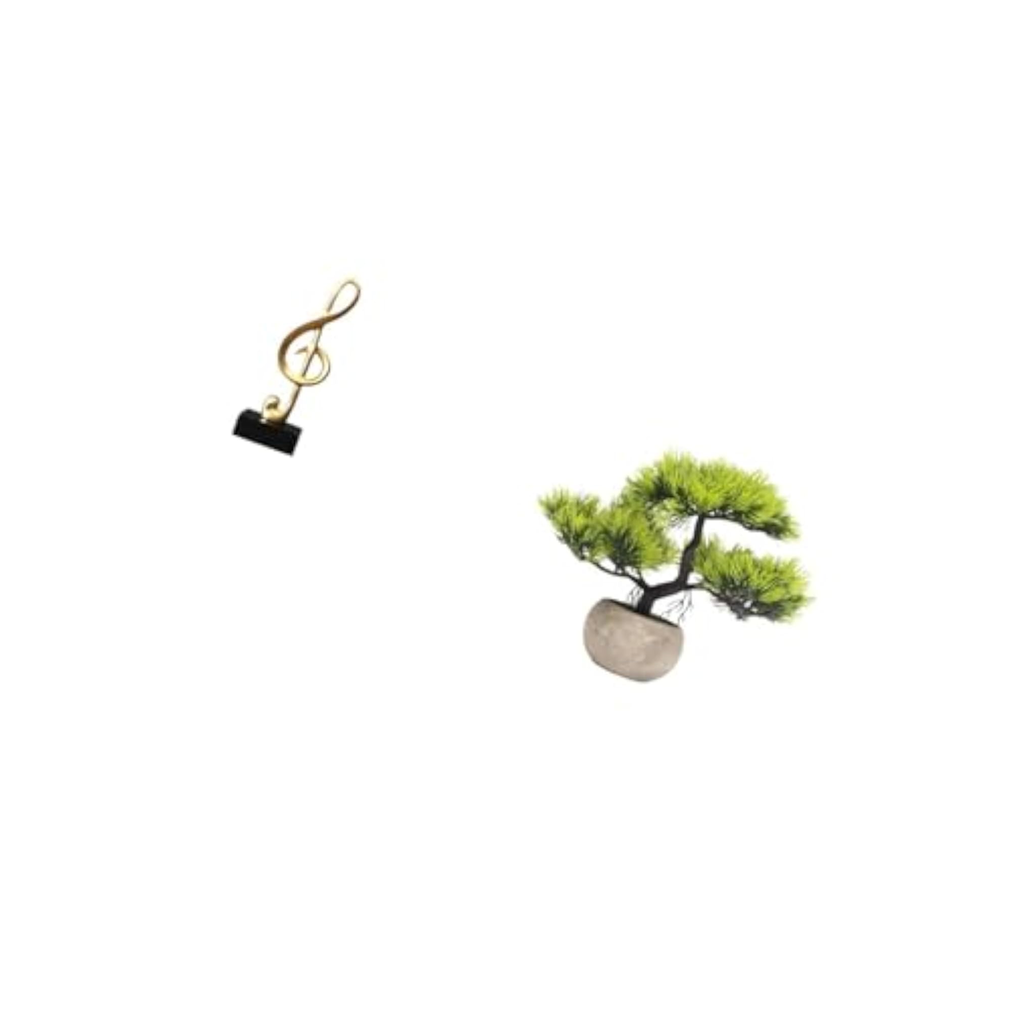 Resin Music Note Sculpture & Artificial Bonsai Tree Centerpiece