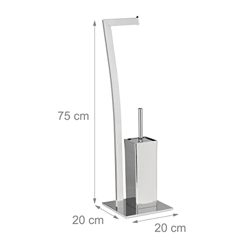 Support de papier-toilette autoportant avec porte-brosse WC sans perçage - 5