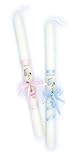  VELA DE BAUTIZO CIGÜEÑA-VELA PEQUEÑA MEDIDAS 30X2 Con POSIBILIDAD DE PERSONALIZAR CON EL NOMBRE Y LA FECHA DEL BAUTIZO EN ROSA, AZUL