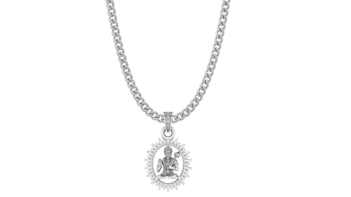 Médaillon Hanuman en argent massif, collier de dévotion haut de gamme taille S