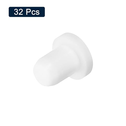 Image of uxcell 32 Pieces White Rubber Stopper, 5.5mm Plug Holes for 5-5.3mm /0.2-0.21 inch Hole