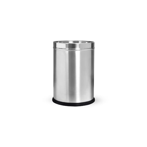Image of Bathla Stainless Steel Leather Waste Bins | Garbage Trash Can | Round Shape| Dustbin For Home, Bathroom, Kitchen, Office |