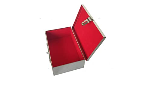 Image of Stainless Steel Storage Box, Cash Box, Pooja Peti, Organizer, Vanity Storage Box, Jewellery Safe Bank Locker, Cash Box With Handicrafts Digital Meena Kari Design (Red, 9 Inch)