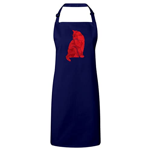 Tablier cuisine navy chat rouge illustration dessin moderne pour chef passionné
