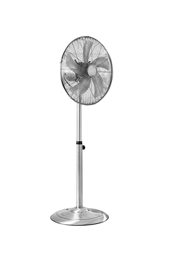 Daewoo 16 Inch Pedestal Fan Chrome With Acrylic Fans For A Quitter Operation, With Oscillation, Adjustable Height, Tilt Up And Down, 3 Speed Settings, Suitable For All Floor Types