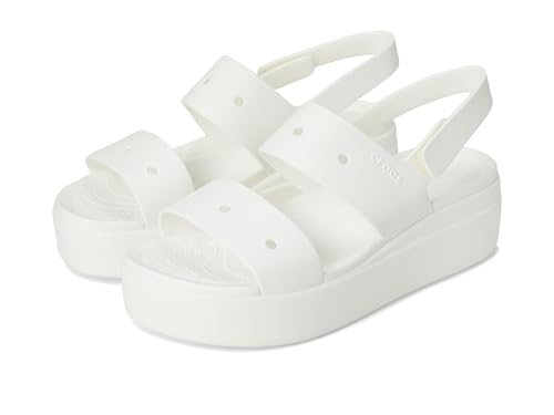 Crocs Womens Brooklyn 4U Low Wedges White 6 Medium