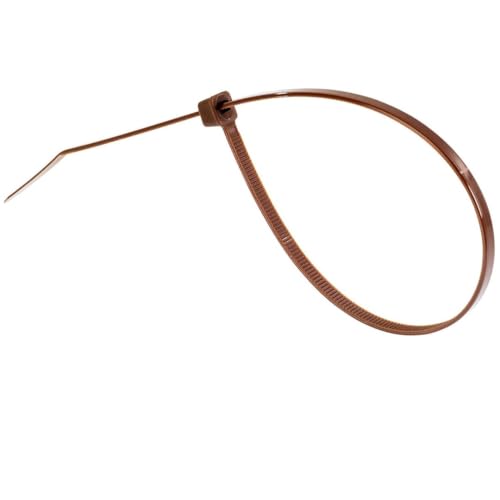 Gocableties Brown Cable Ties, 300mm x 3.6mm, Pack of 100, 12” Premium Nylon Zip Ties, Multi-Purpose Plastic Tie Wraps, Secure Self-Locking Mechanism, for Home, Garden, Office and DIY