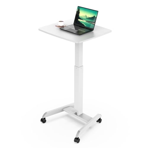 Mount-It! Adjustable Rolling Laptop Desk, Mobile Standing Desk with Wheels, Small Sit-Stand Computer...