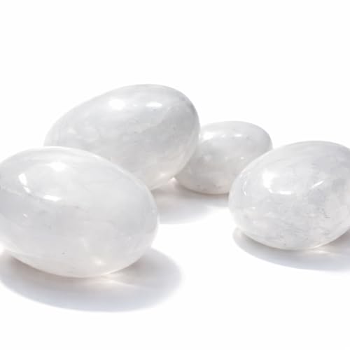 Cuarzo Blanco Piedra Natural - 4 Cristales Pulidos con Propiedades Energéticas