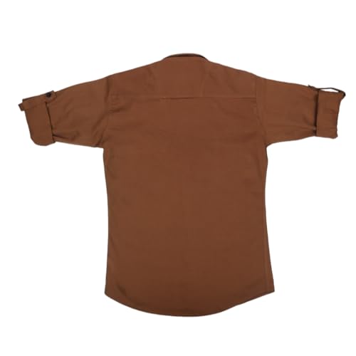 Image of Kids Stylish Solid Cotton Spread Collar Regular Fit Shirt|| Formal Boys Shirt || Casual Wear Buttoned Shirt for Boys Dark Brown