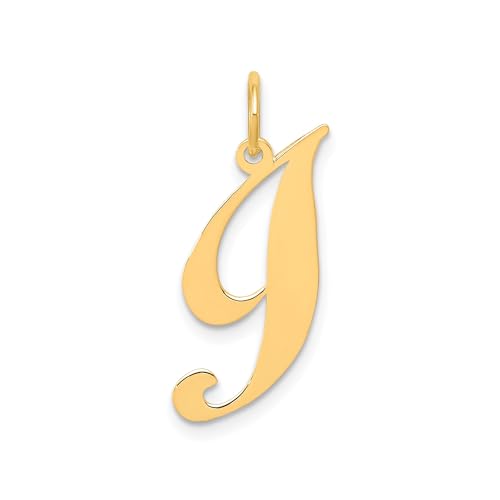 Jewelry Affairs 14K Yellow Gold Script Letter Initial Pendant Charm, 12x15mm