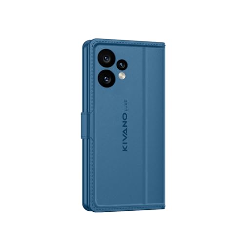 Image of KIVANO LUXE Compatible for CMF by Nothing Phone 2 Pro 5G Luxury Handmade Leather Magnetic Flip Folio Case | Card Holder & Kickstand | Slim Protective Cover | Unisex - Blue