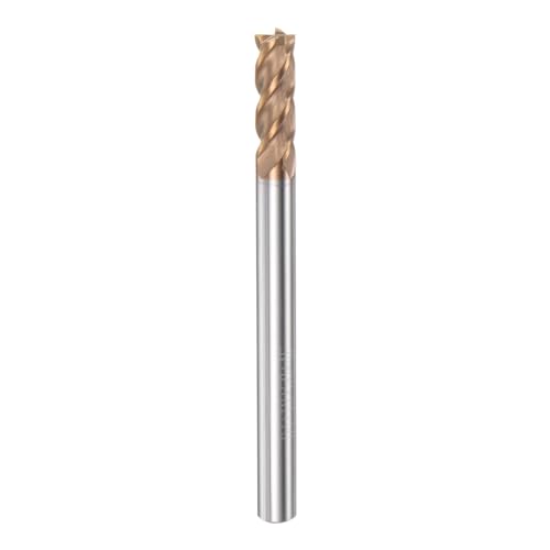 Image of HARFINGTON Micro Grain Carbide Square End Mill 5 /32 inch x 15 /32 inch (4mm x 12mm) Cut 5 /32 inch (4mm) Shank 2 inch (50mm) Length AlTiN Coated 4 Flutes Square Nose Cutter for Alloy Steel Hardened Steel