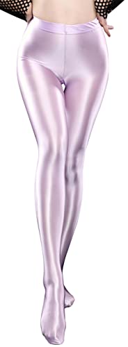 Image of FEOYA Women's Wet Look Footed Leggings Metallic Dance Tights Shiny Leggings Shimmer Pants Glitter Tights