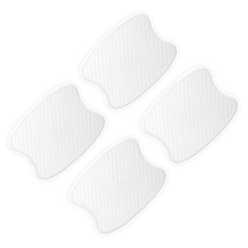 TANGSEN 4Pcs Universal 3D Carbon Fiber Texture Automotive Door Cup Handle Recess Paint Protector Cover Scratch Non-Marking White Silicone Personalize Pad Sticker (S)
