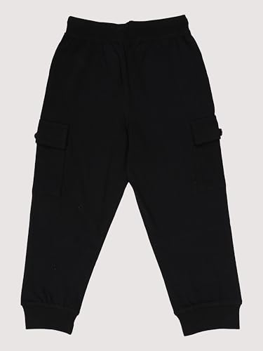 Image of KiddoPanti Boys Cotton Joggers | 100% Cotton Single Jersey | 2 Side Cargo Pockets with Flap | Elasticated Waist Band with Functional Drawcord | Soft & Breathable Track Pants