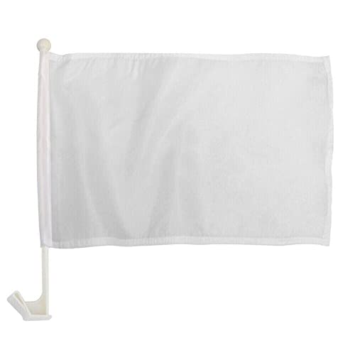 SOLID WHITE PLAIN BLANK CAR FLAG Car Window Flag 100D FABRIC